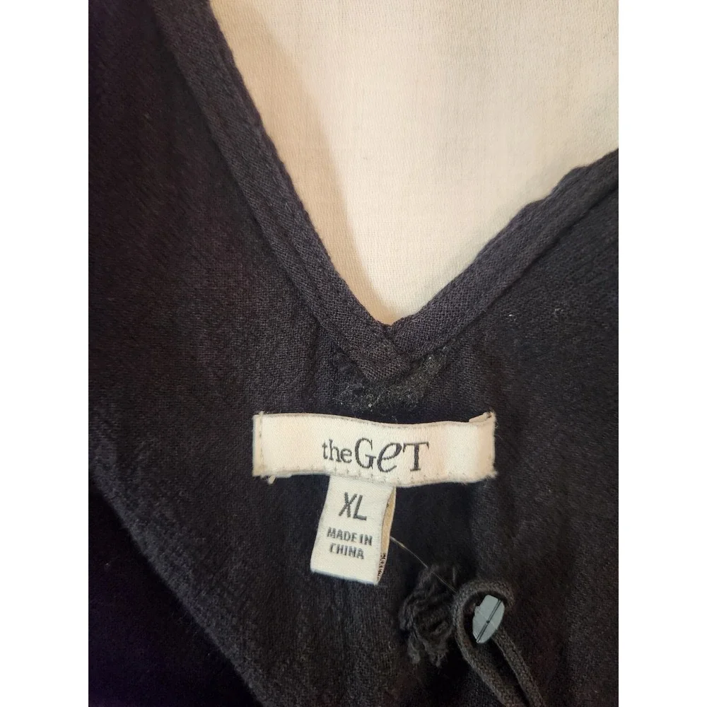 The Get Women's Black V Neck & Open Tie Back Sleeveless Maxi Tier Dress Size XL‎